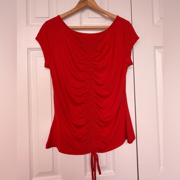 ❤️ Brooks Brothers Vibrant Red Ruched Back Top Size Medium NWT Y2K Aesthetic ❤️ - Picture 3 of 5